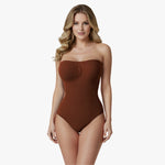 Korrigierender, nahtloser, trägerloser Body mit Slip