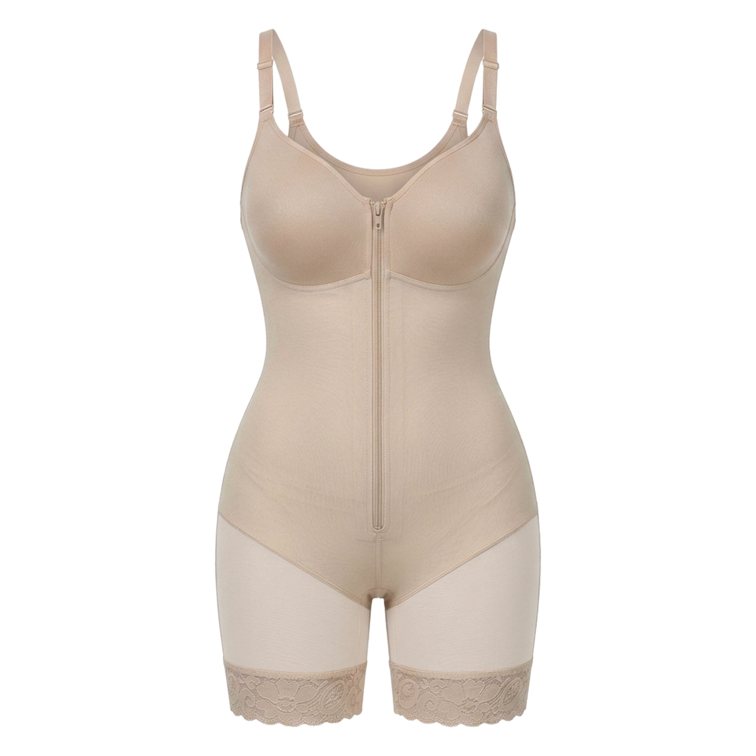 Korrigierender Bodysuit mit Eingebautem BH, Haken und Reißverschluss