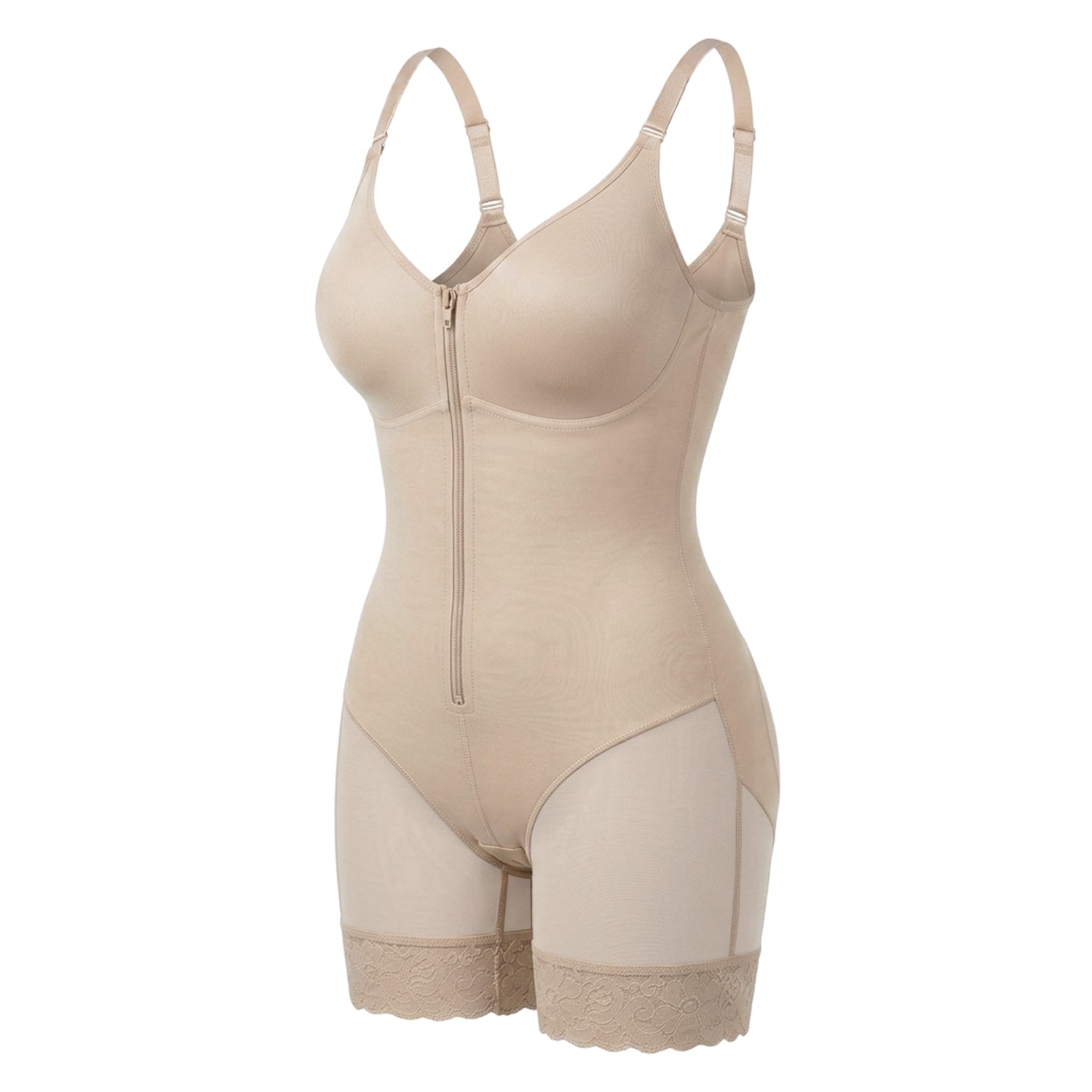 Korrigierender Bodysuit mit Eingebautem BH, Haken und Reißverschluss