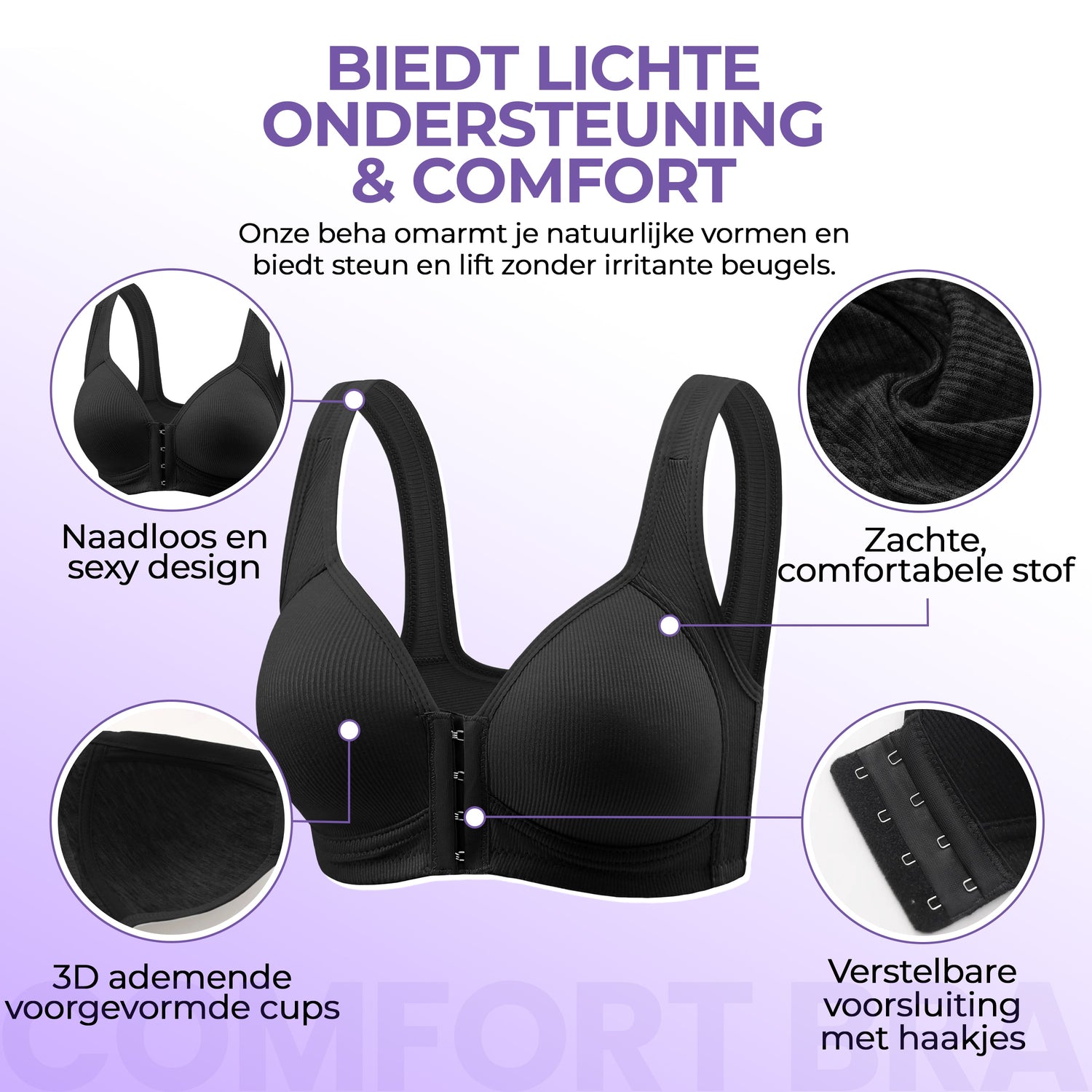Comfort bh met voorsluiting