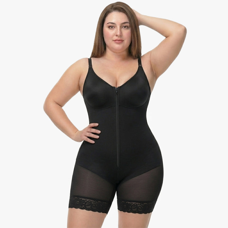Korrigierender Bodysuit mit Eingebautem BH, Haken und Reißverschluss