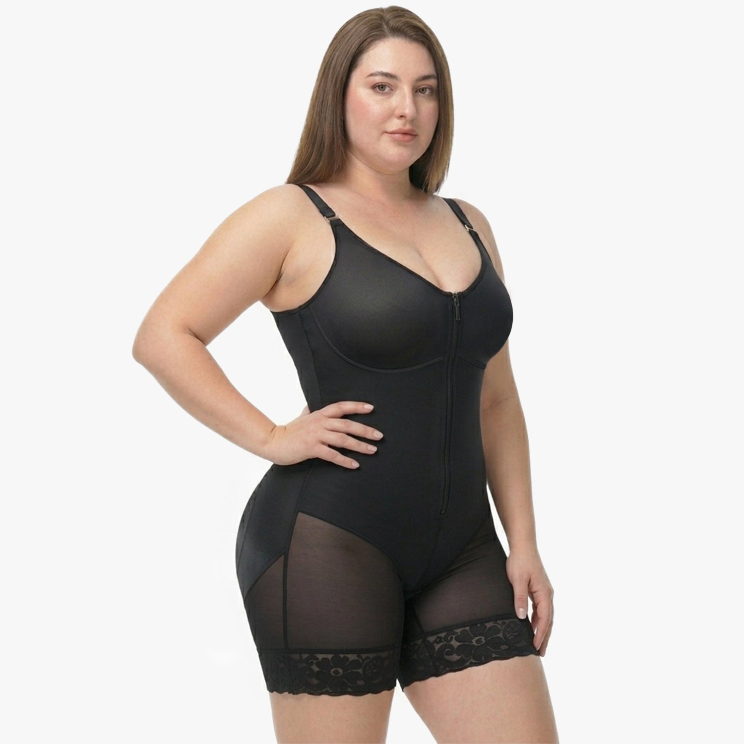 Korrigierender Bodysuit mit Eingebautem BH, Haken und Reißverschluss