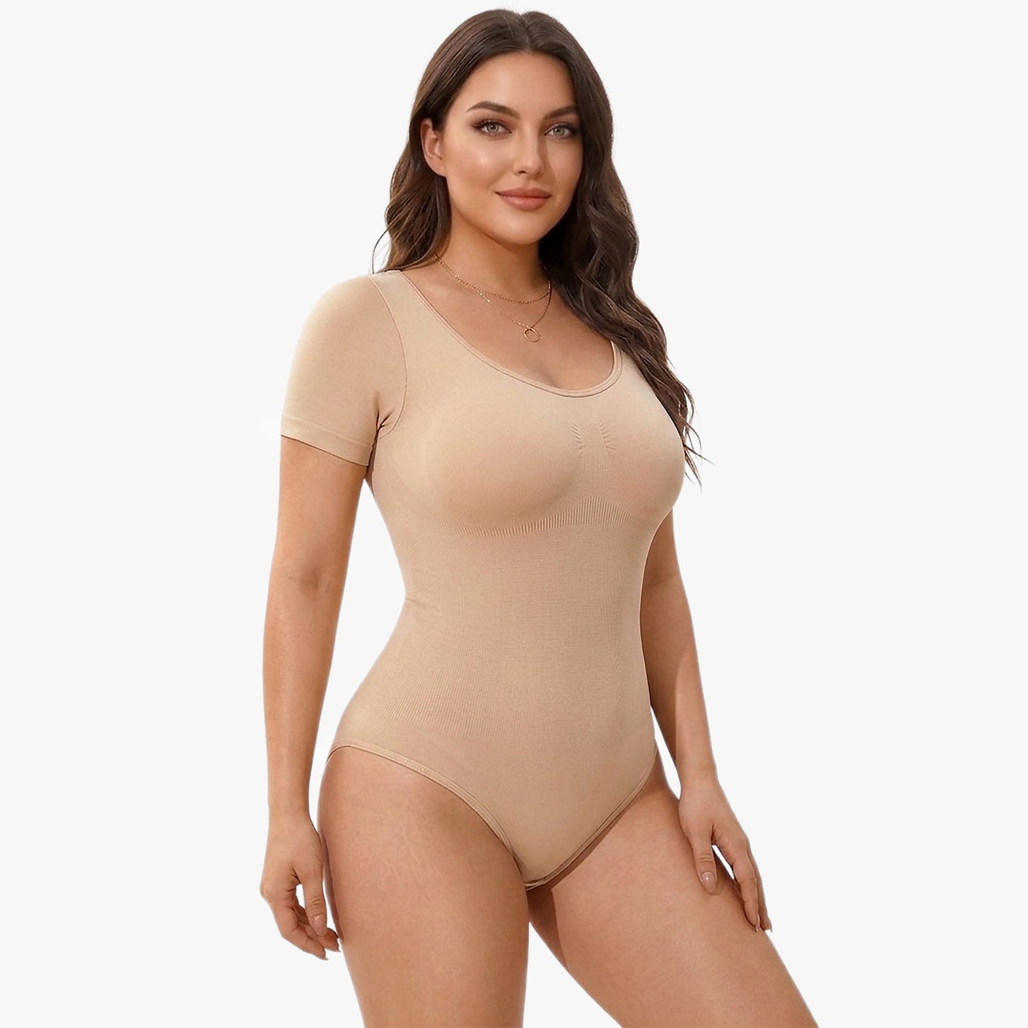 Korrigierender Nahtloser Body mit Kurzen Ärmeln und String