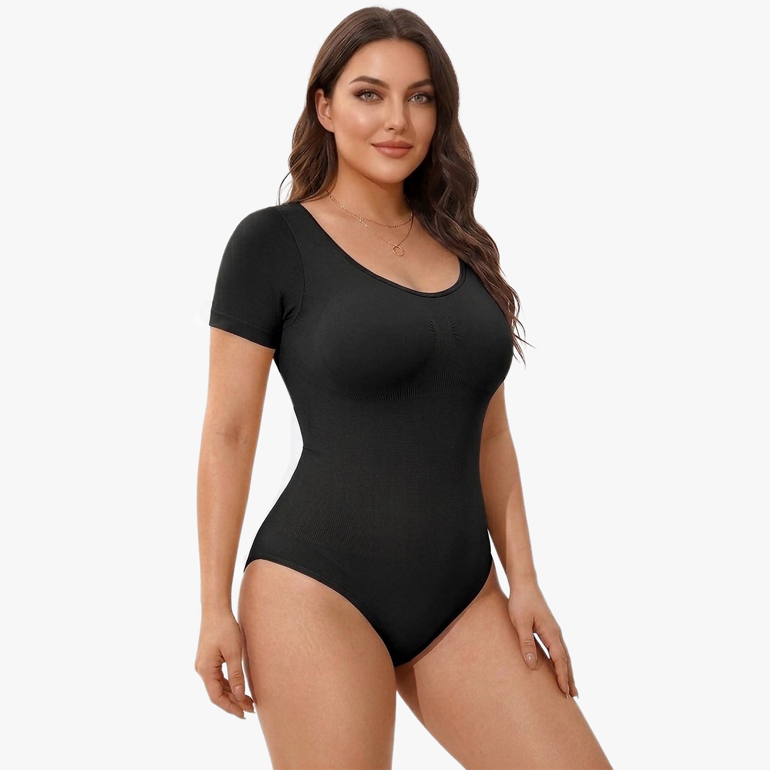 Korrigierender Nahtloser Body mit Kurzen Ärmeln und String