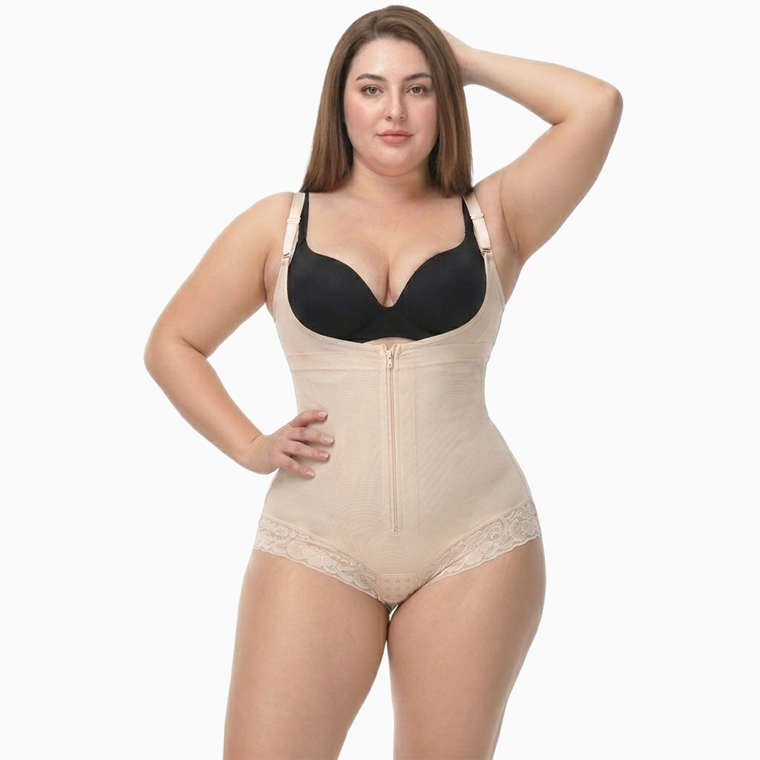 Korrigierender Shapewear-Bodysuit mit Haken und Reißverschluss – Slip