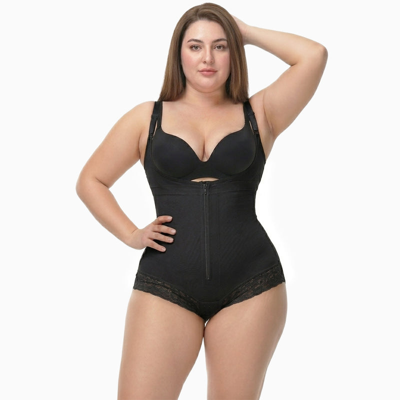 Korrigierender Shapewear-Bodysuit mit Haken und Reißverschluss – Slip