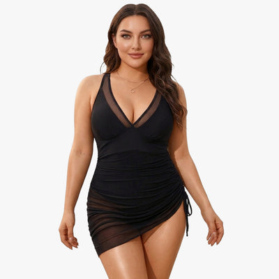 Korrigierendes Badeanzugkleid mit Mesh-Rock