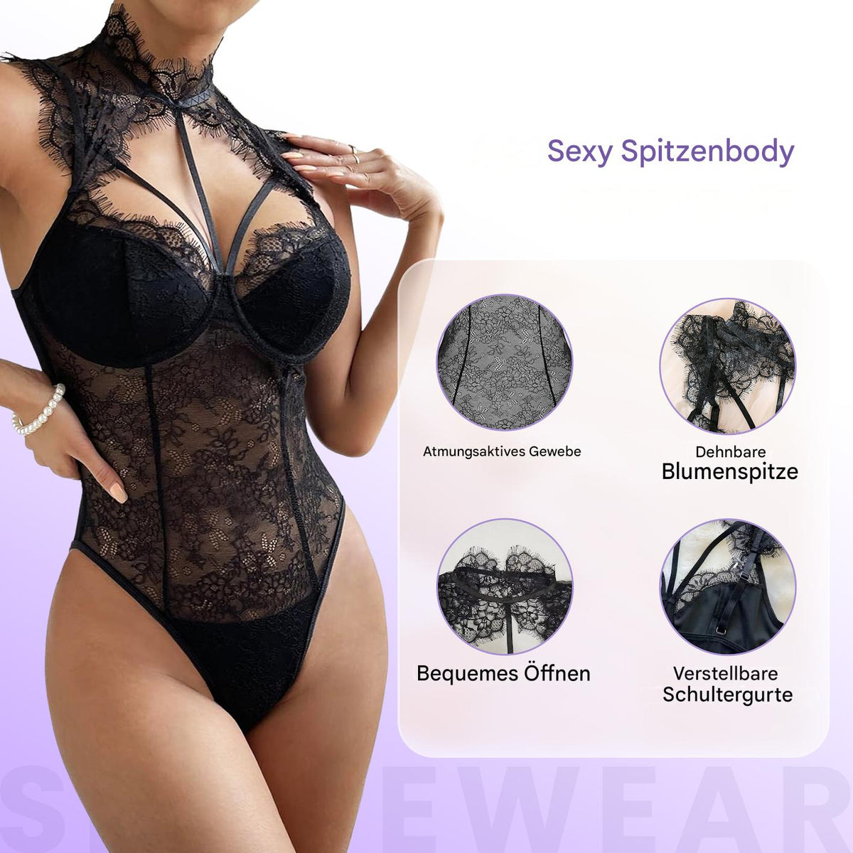 Sexy Spitzen-Bodysuit mit Komfort