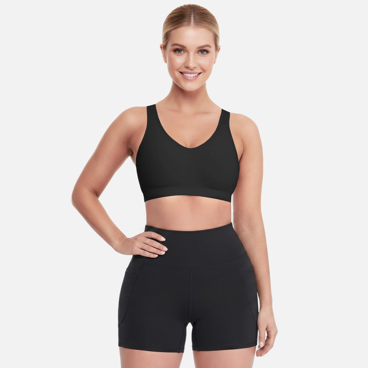 High Waist Sportshorts mit Handytasche