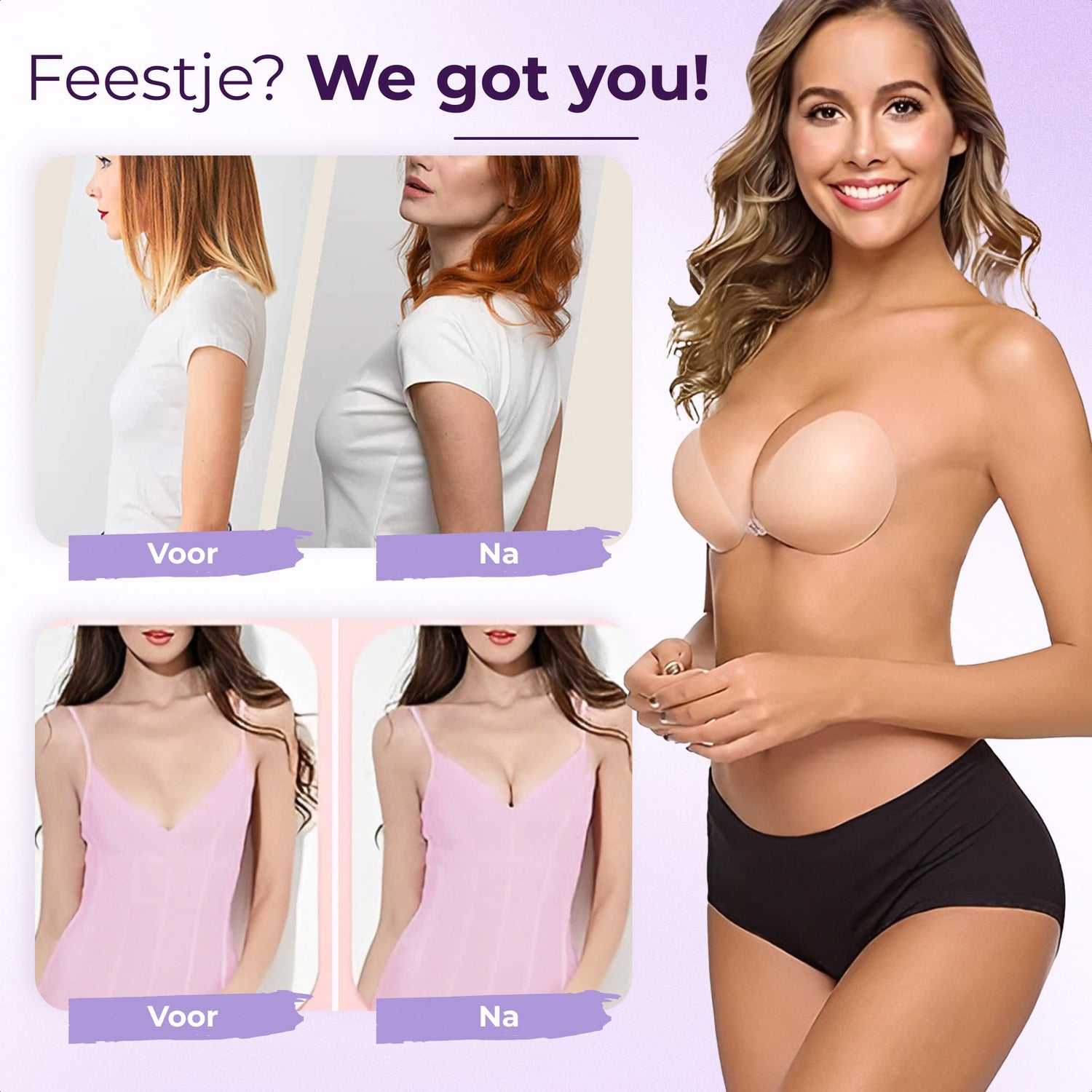 Siliconen plak bh met push up