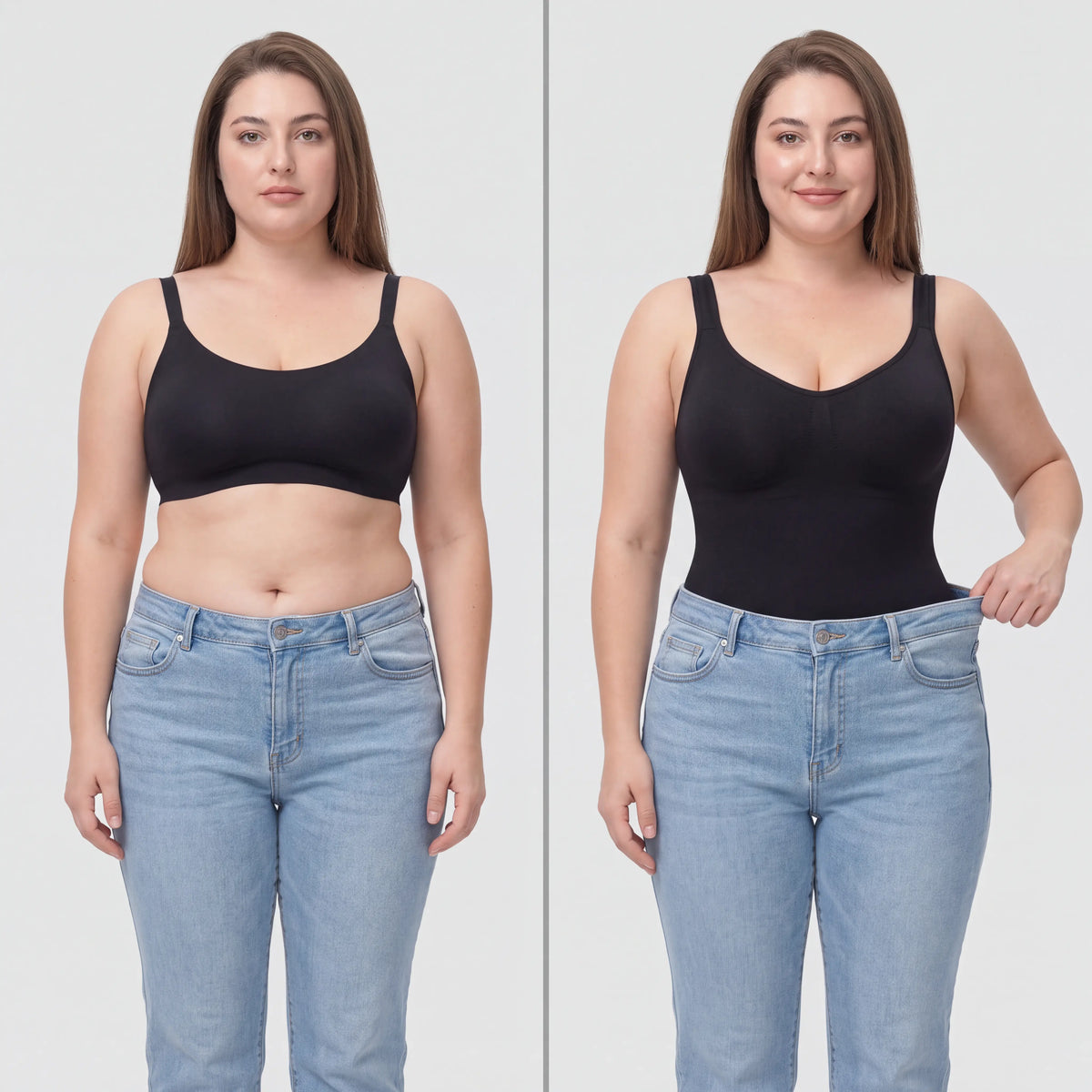 Nahtloser Shaping-Body mit breiten Trägern und Bein