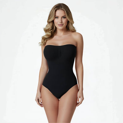 Korrigierender, nahtloser, trägerloser Body mit Slip