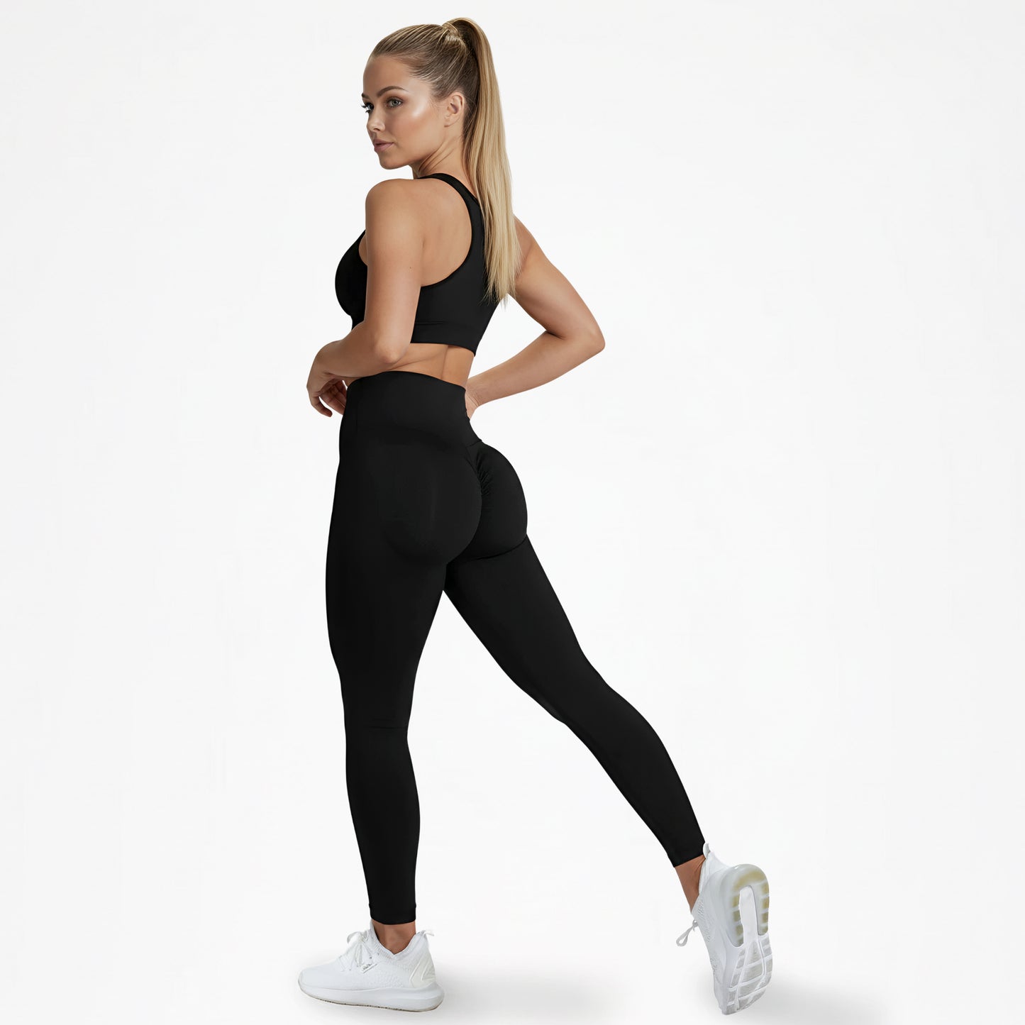 high waist sport legging zwart
